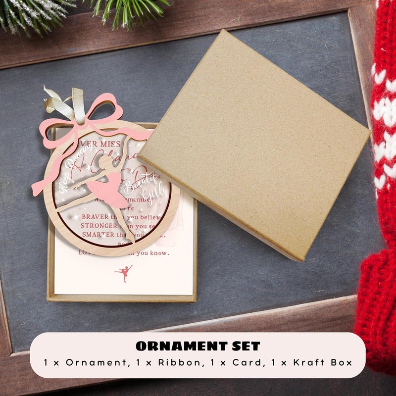 MAPDTWO Ballerina Ornament - Ballerina Ornaments for Christmas Tree - Dance Ornament - Ballet Gifts for Girls, Kids - Ballet Dancer Gifts - Wood & Acrylic Christmas Ornament 2025 with Card - Image 4